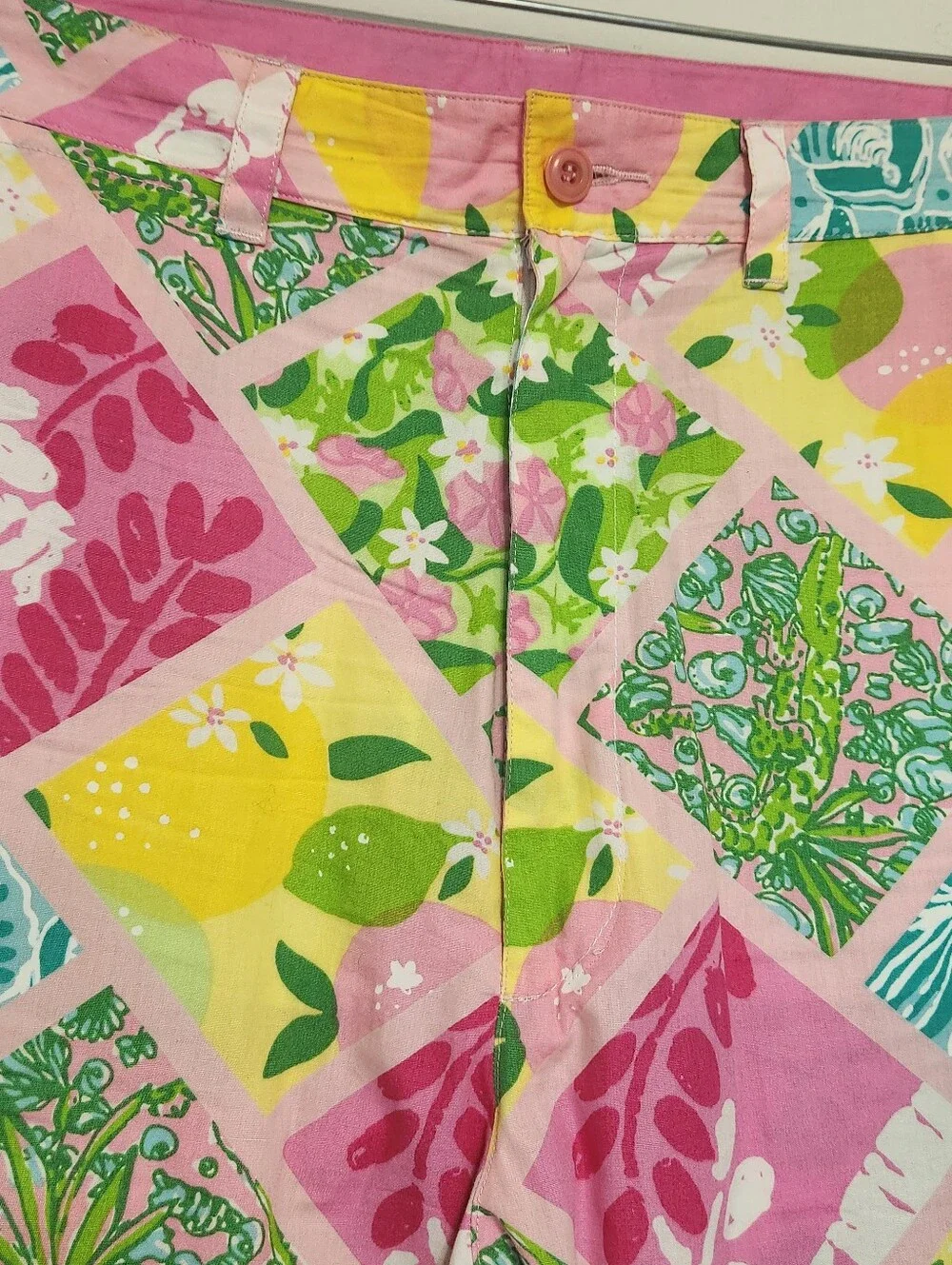 Vintage Lilly Pulitzer Men’s Resort Pants Bright Tropical Patchwork Preppy 36